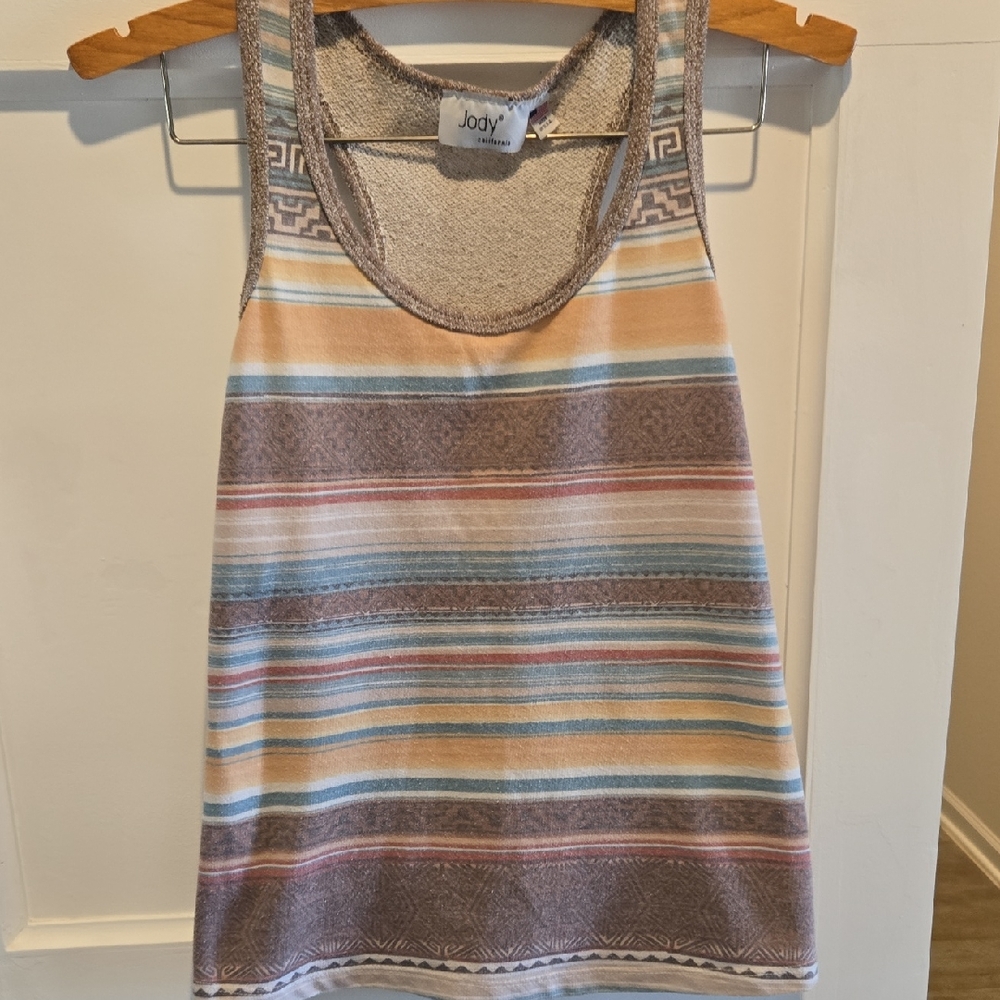 Jody California Women's Pastel Striped Tank Top